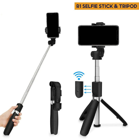 Selfie Stick Tripod R1S Bluetooth Remote Control Tripod Selfie Stick New Model with Wireless Remote Shutter Compatible with All Cell Phones - R1
