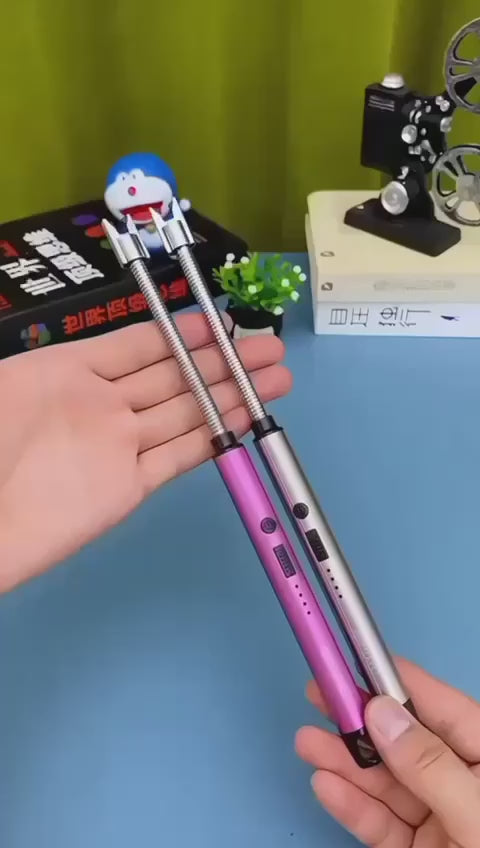 360° Outdoor Kitchen USB Rechargeable Arc Lighter – Flexible Neck, Safety Lock, Windproof & Eco-Friendly Design- Random color